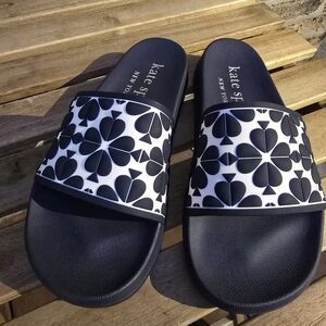 Kate Spade Black and White Slide Sandals